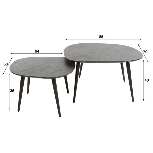Salontafel set van 2 Onyx rock | Organische Salontafels
