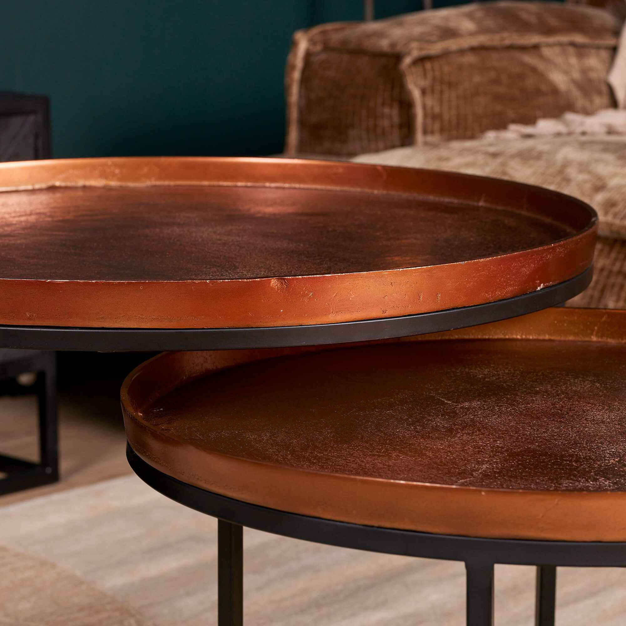 Salontafel set van 3 Clive | koper kleur | Ø 70/60/50 cm