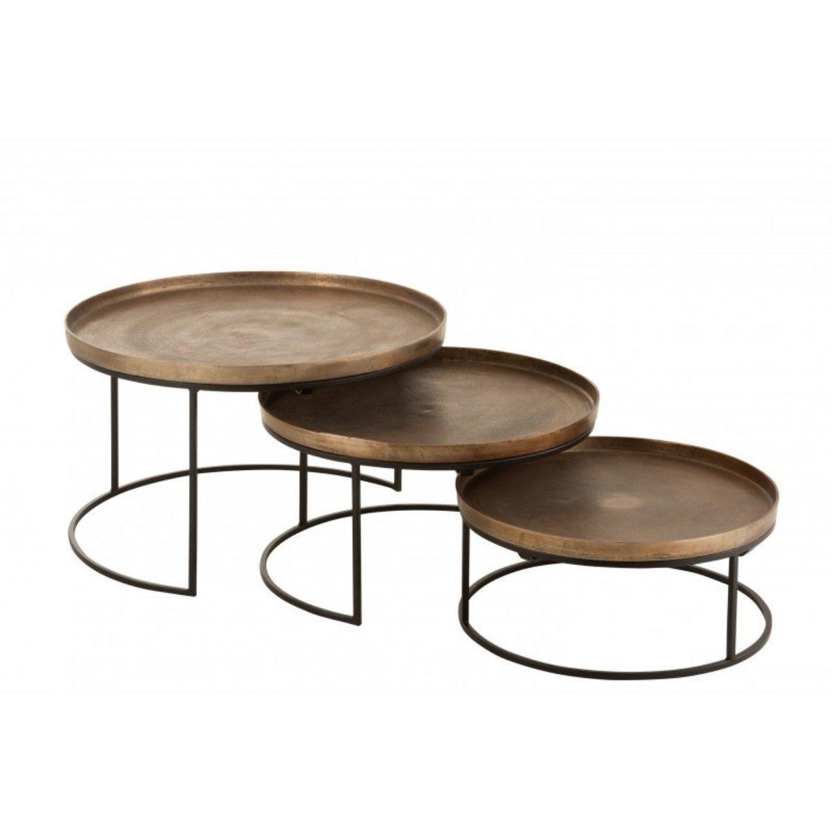 Salontafel set van 3 Clive | koper kleur | Ø 70/60/50 cm