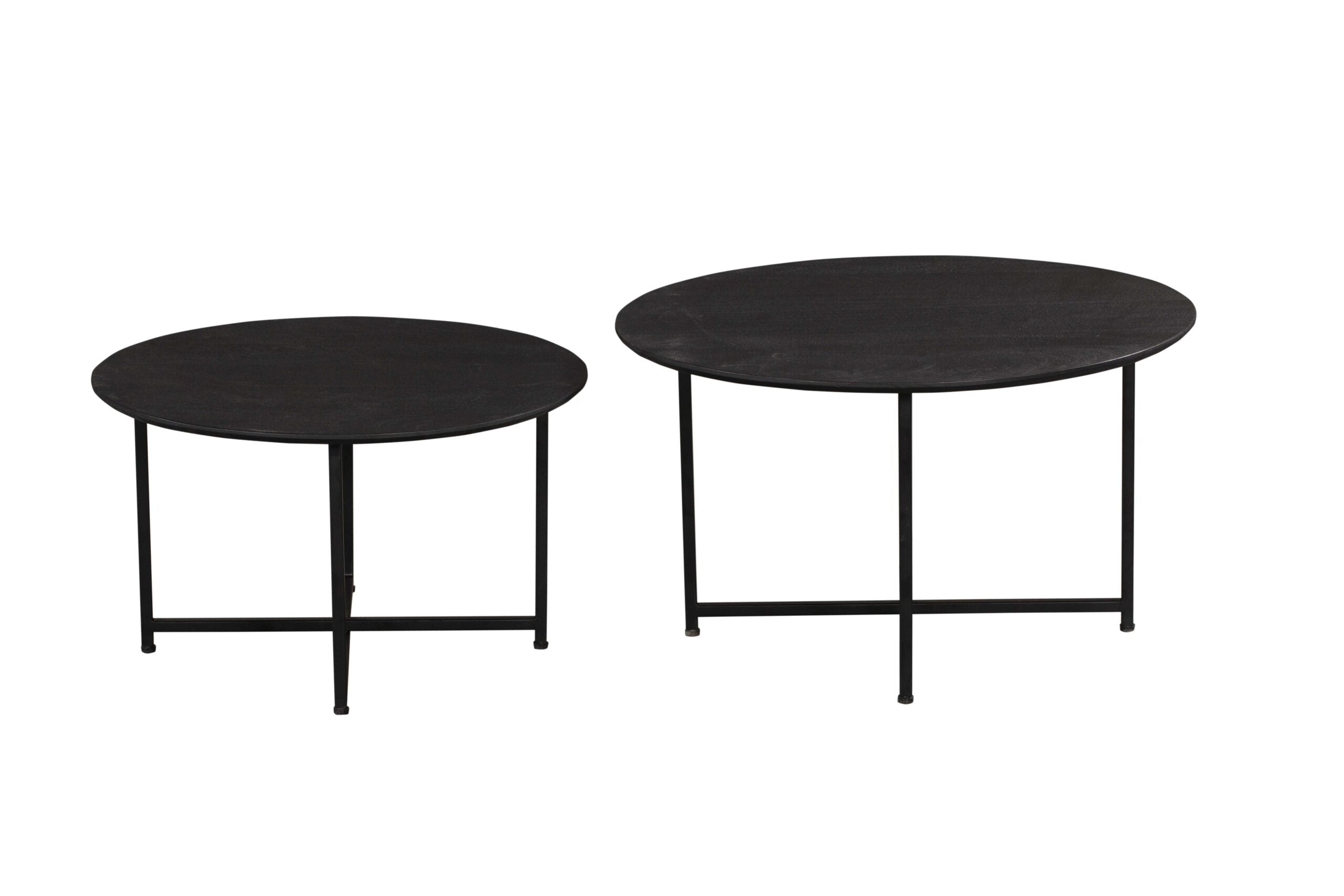 Salontafel set zwart rond Mangohout Staal Arlington | 70 cm