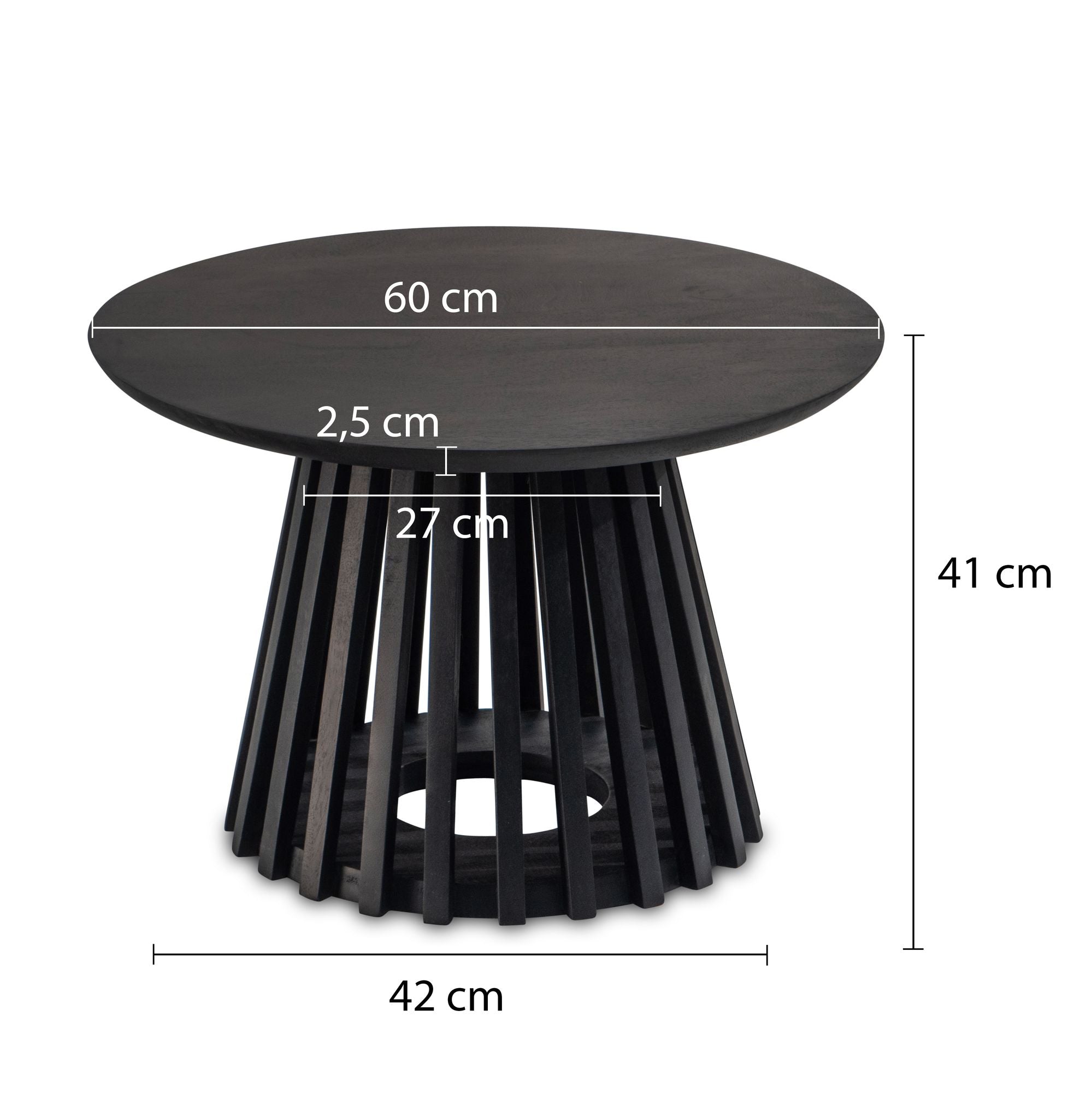 Salontafel zwart rond 60x60x41cm