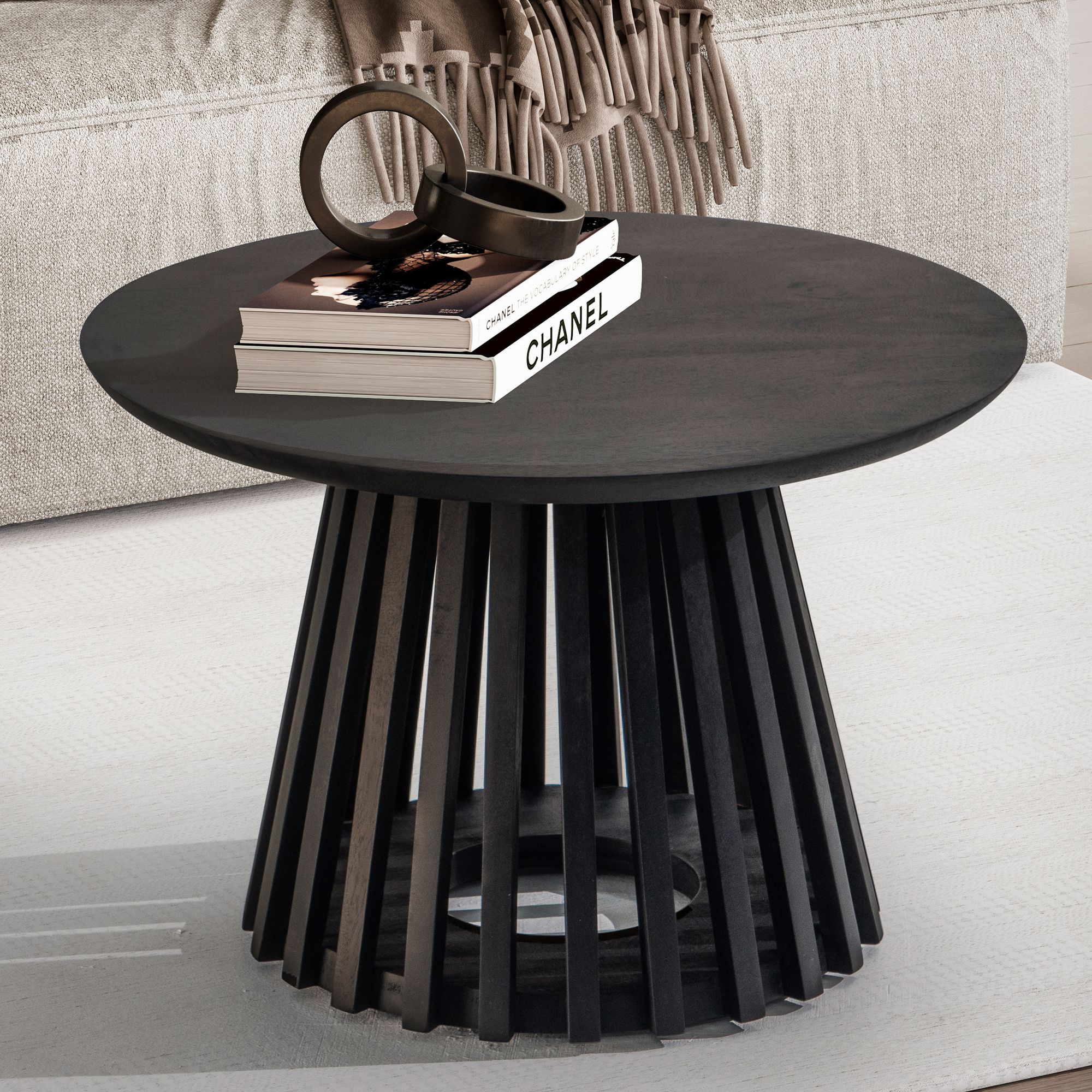 Salontafel zwart rond 60x60x41cm
