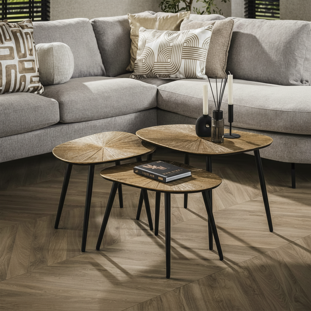 Salontafelset van 3 Ray vierhoekig | Organische Salontafels