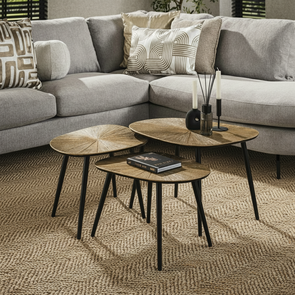 Salontafelset van 3 Ray vierhoekig | Organische Salontafels