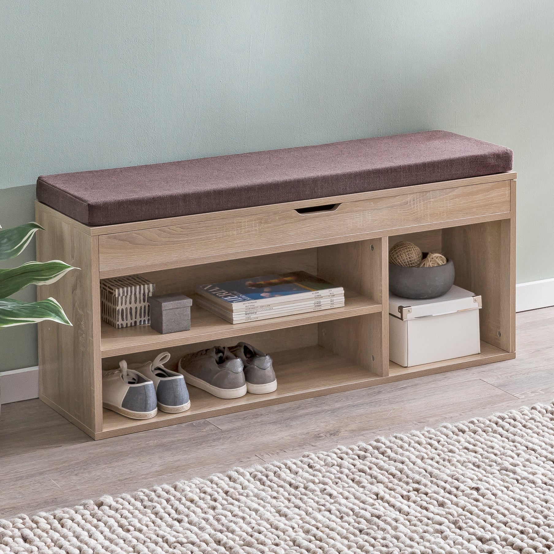Schoenenbank 104x51x32 cm garderobe zitbank stoffen gangbank