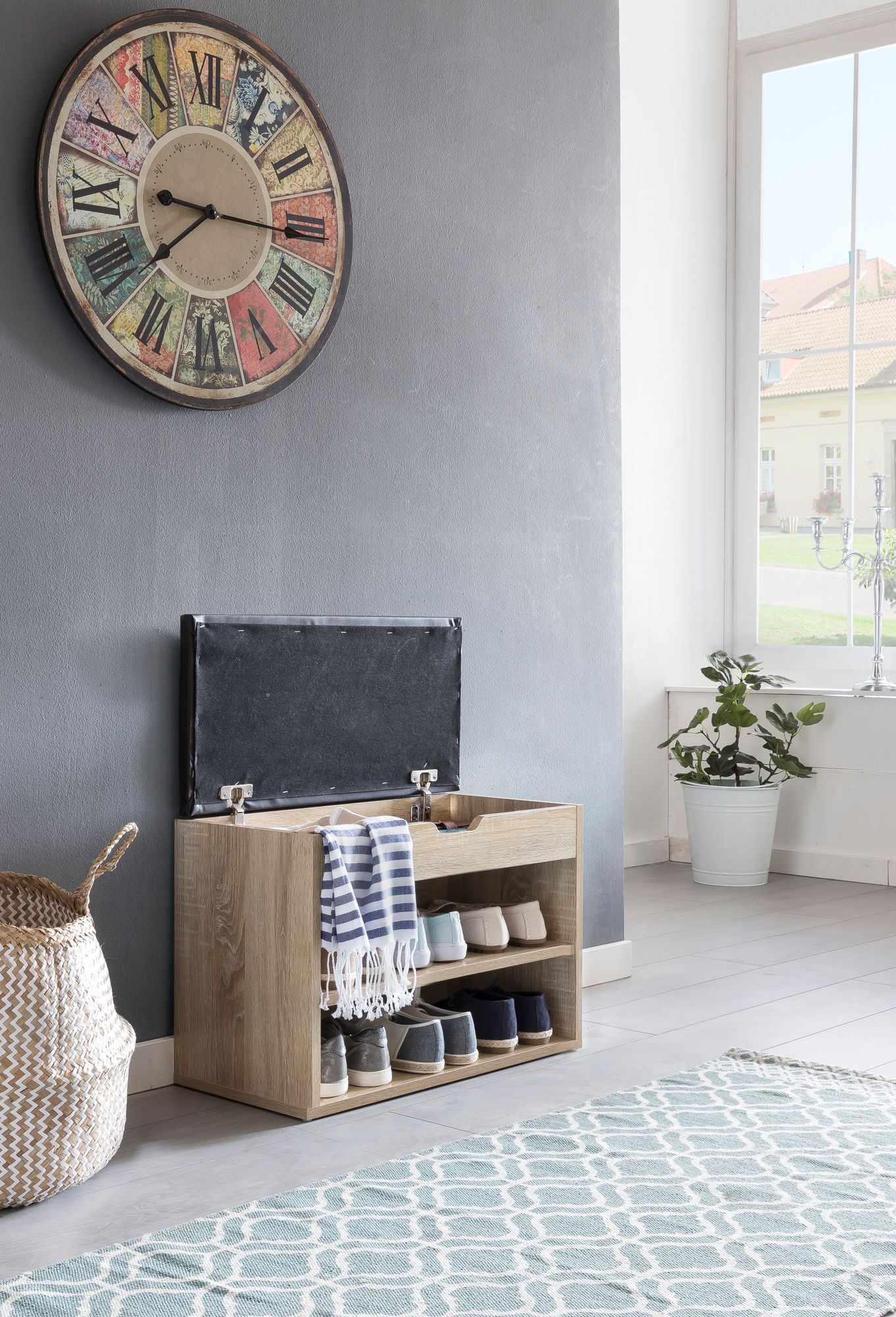 Schoenenbank met zitkussen | 60x30x44 cm