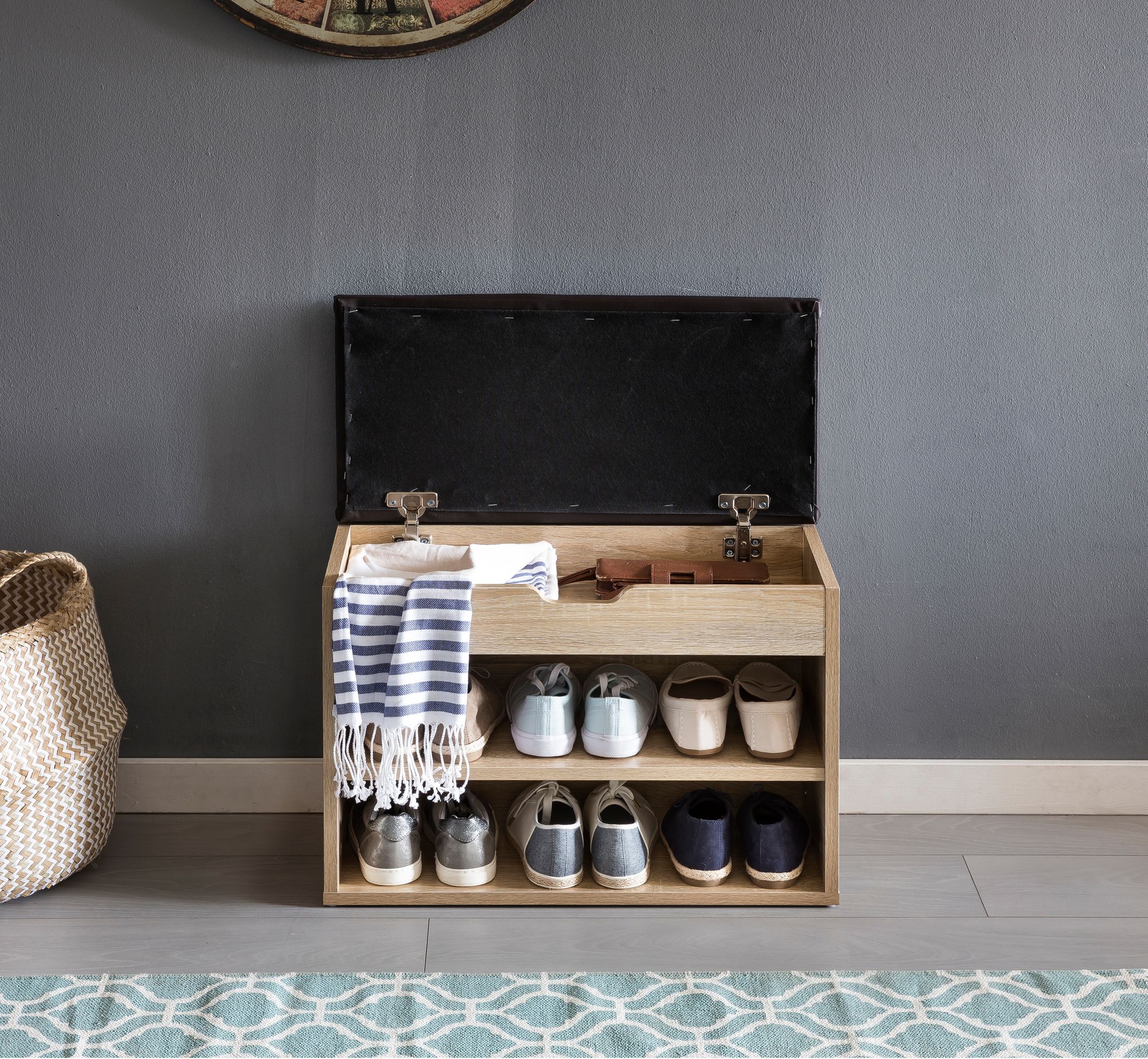 Schoenenbank met zitkussen | 60x30x44 cm