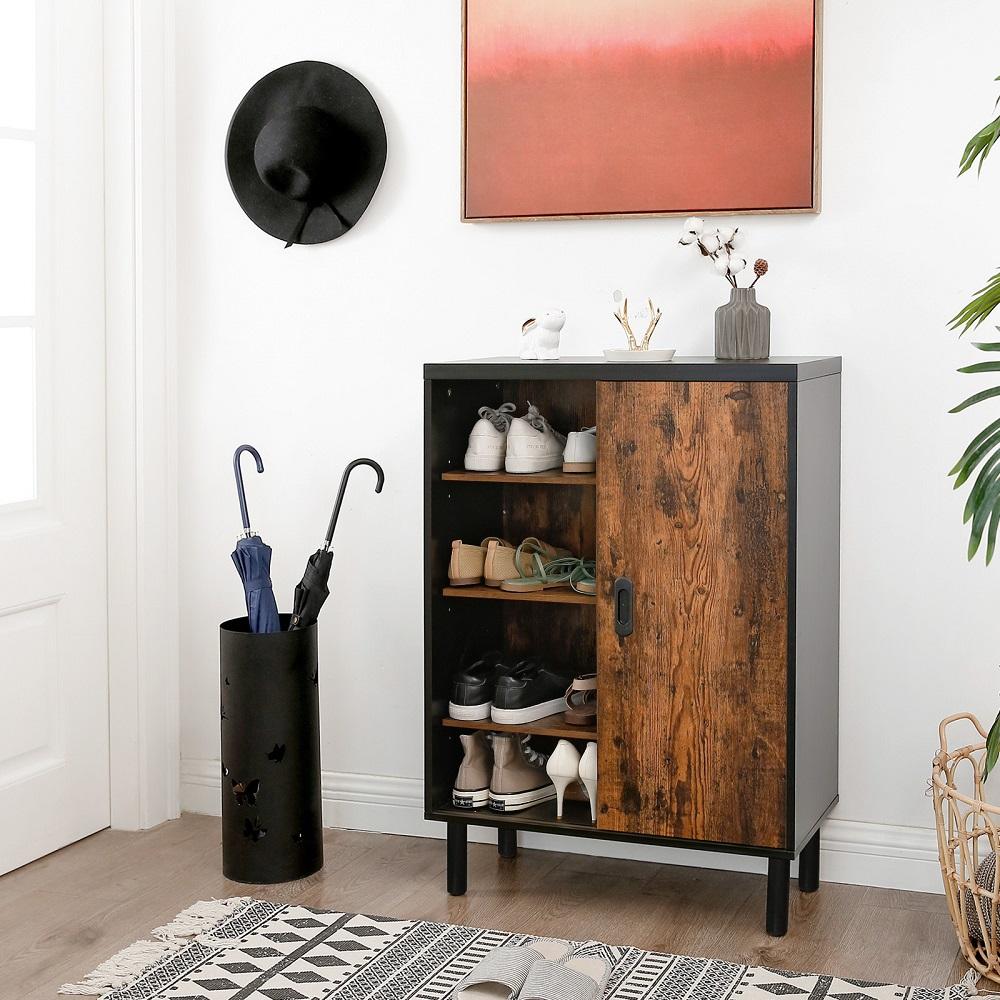Schoenenkast hout en Staal | 70x35x100cm