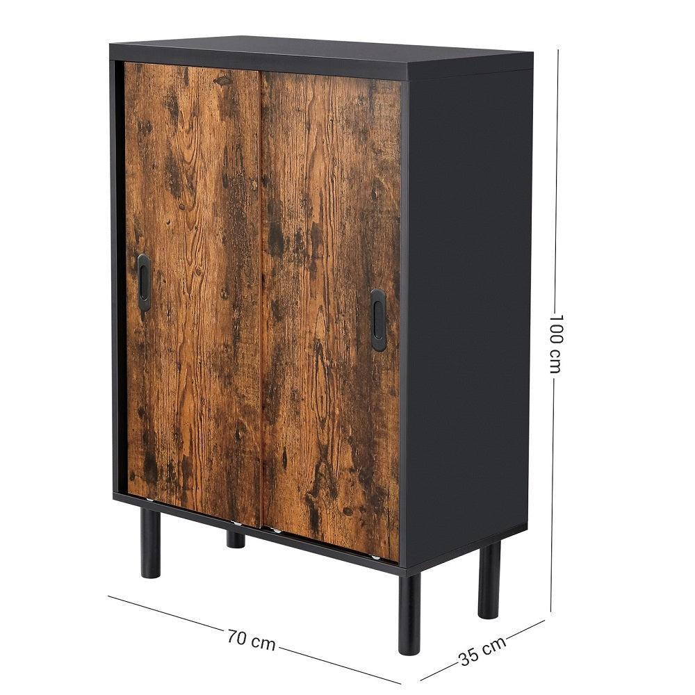Schoenenkast hout en Staal | 70x35x100cm