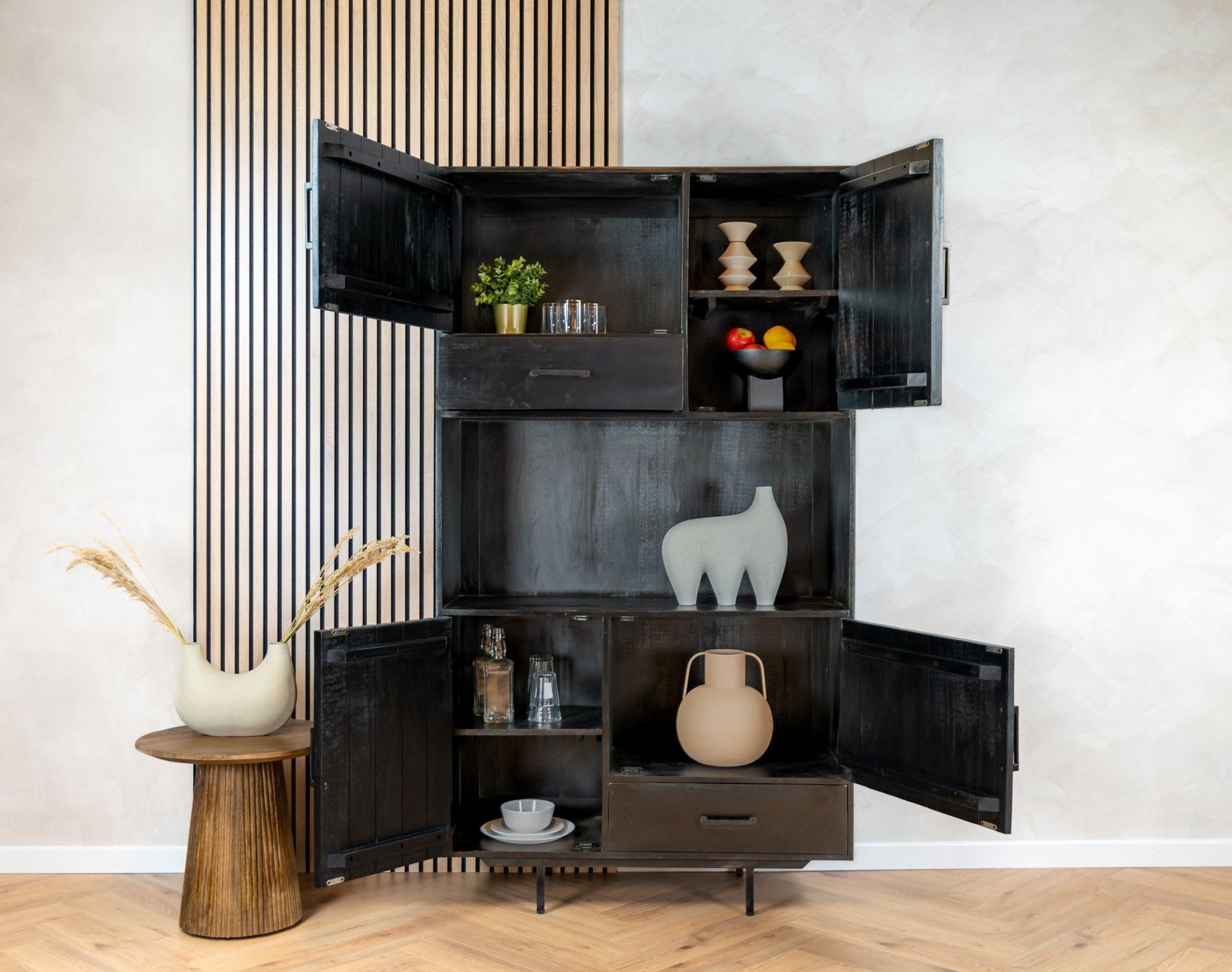 Servieskast zwart Fika 4 deurs 2 lades zwart 106cm