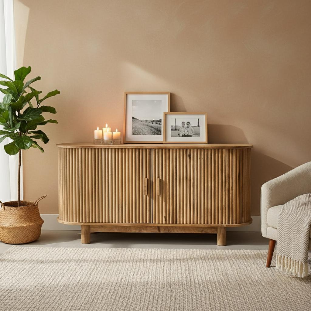 Dressoir kast Ubud met deuren Bali stijl | 160x45x75cm - Industrieelinhuis.nl