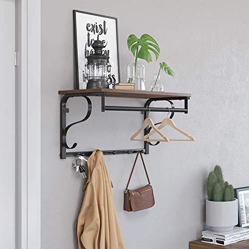 Wandkapstok Industrieel Design | Houtlook en Staal | 60x30x31,7cm