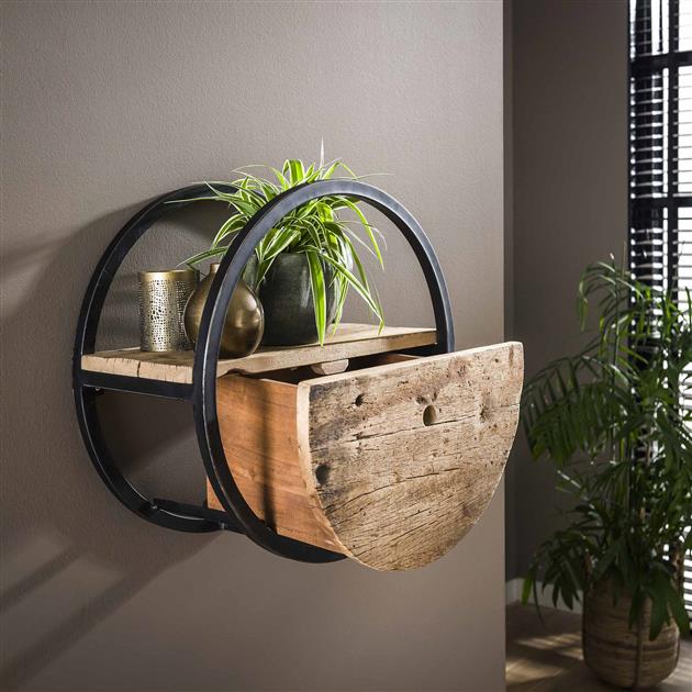 Wandplank Rond met 1 lade Ø50 cm