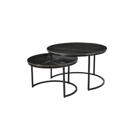 Zwarte salontafel set Nova | Set van 2 | Rond | Zwart marmer