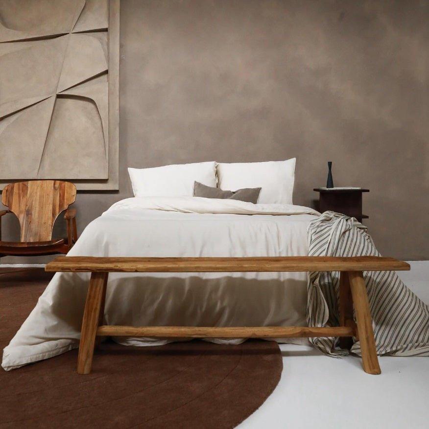 Teakhouten bankje | industrieel | Teakhout | 50 cm tot 140 cm - Industrieelinhuis.nl