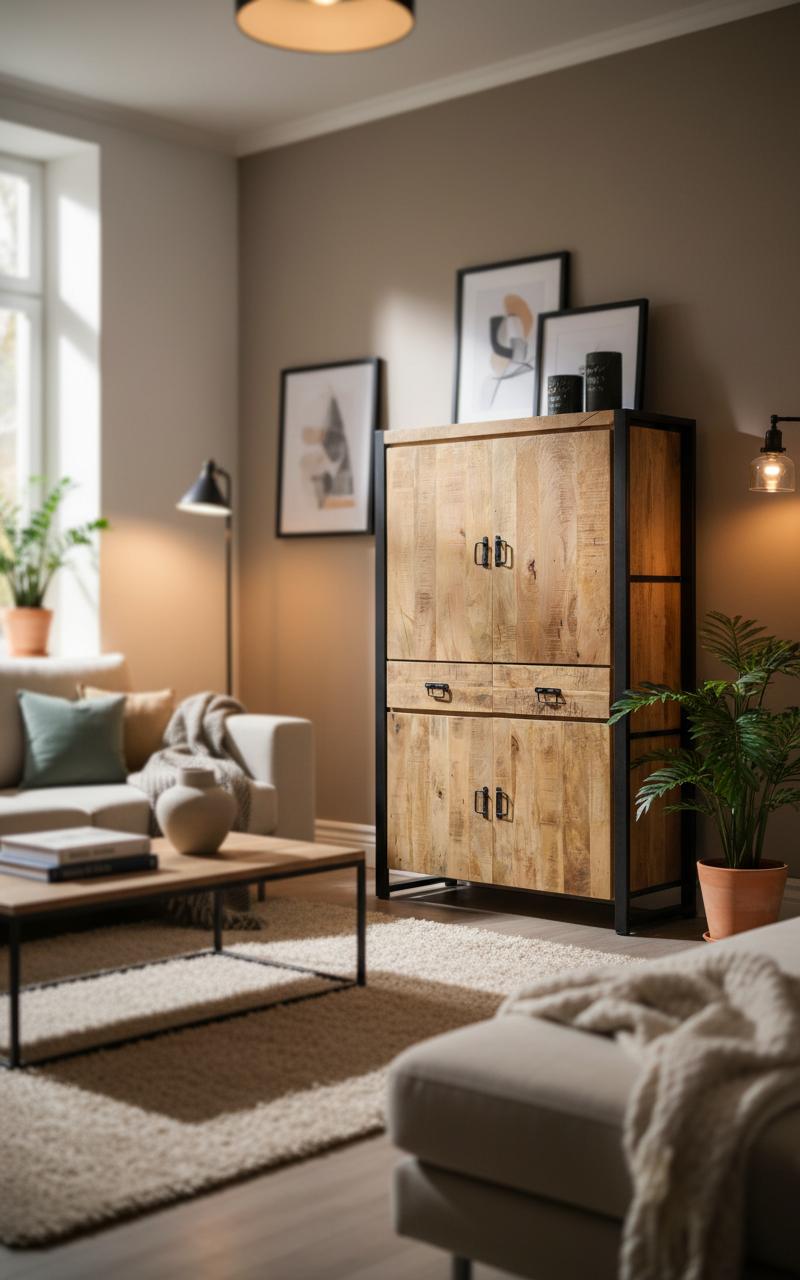 Britt boekenkast opbergkast Mangohout Staal 115x45x180cm - Industrieelinhuis.nl