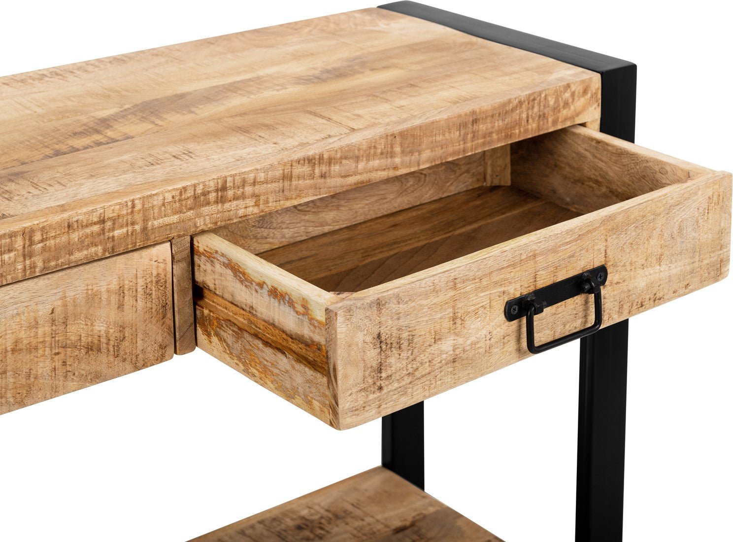 Sidetable met vier lades | Mangohout en Staal | 180x35x76cm