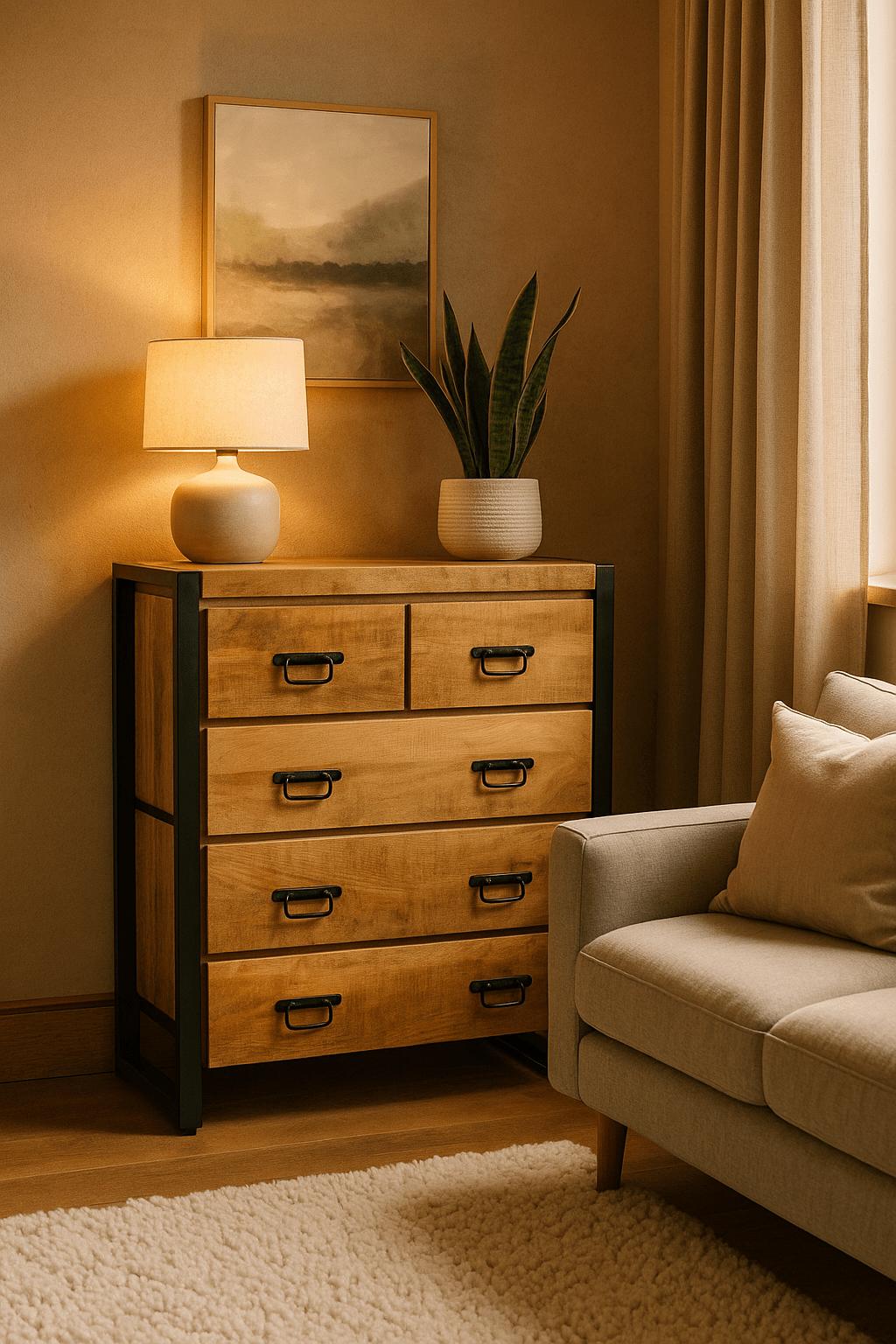Mangohout Dressoirs Industrieel Design | Mangohout en Staal | 105x85x40cm