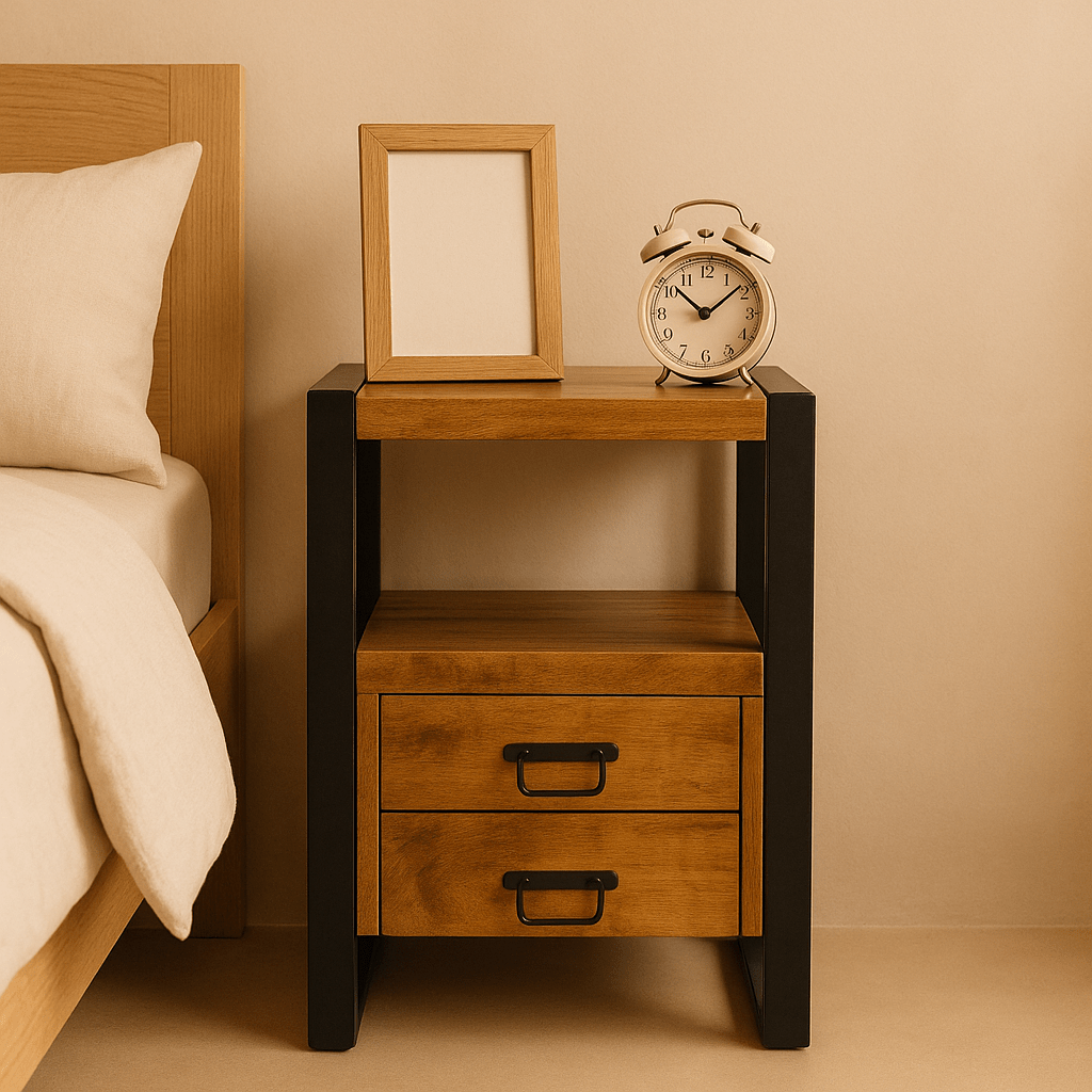 Mango Houten Nachtkastje Britt – 50x40x70cm | Nieuwe Kleurtint Collectie - Industrieelinhuis.nl