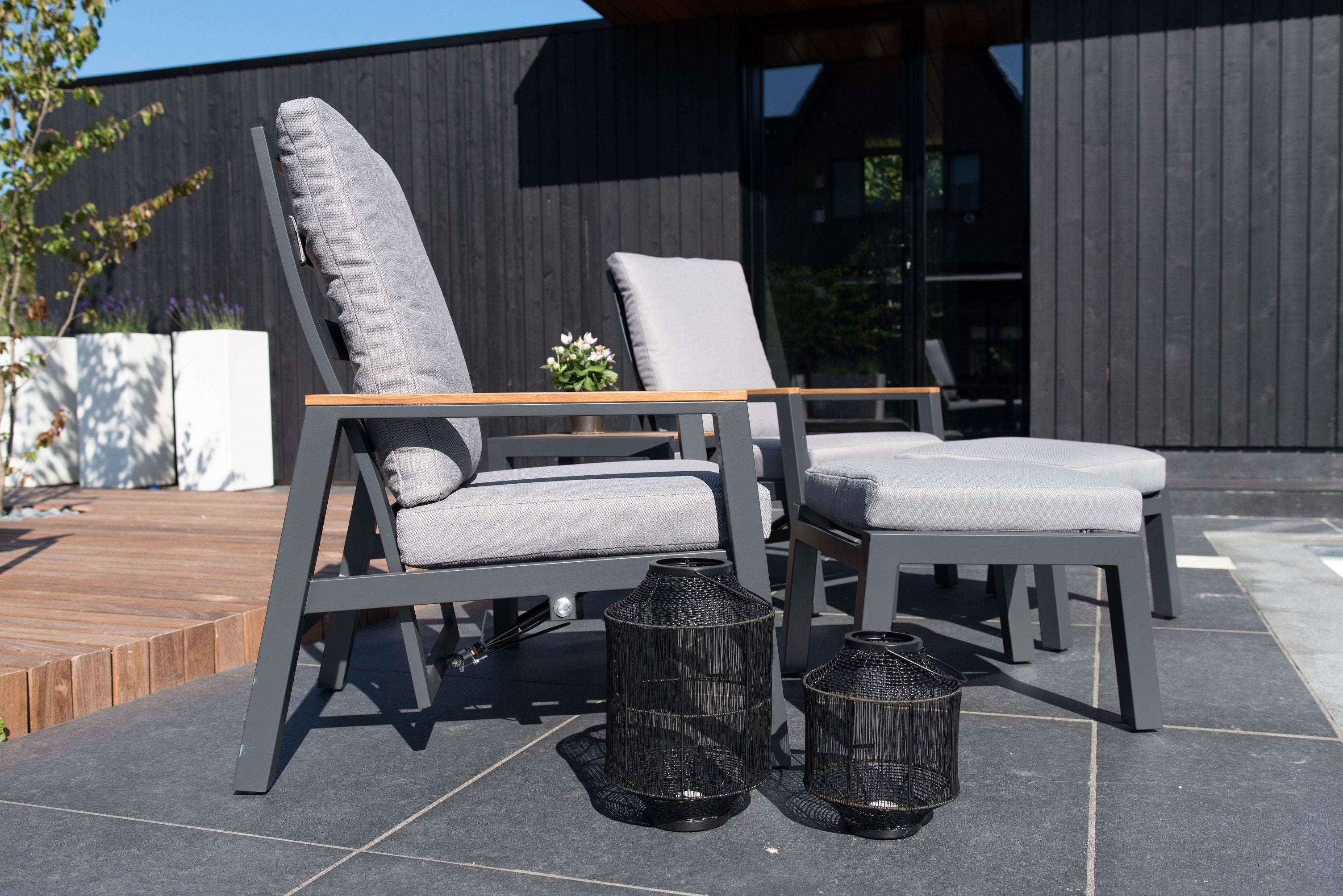 Duoset tuinstoelen met hocker Koda - Industrieelinhuis.nl