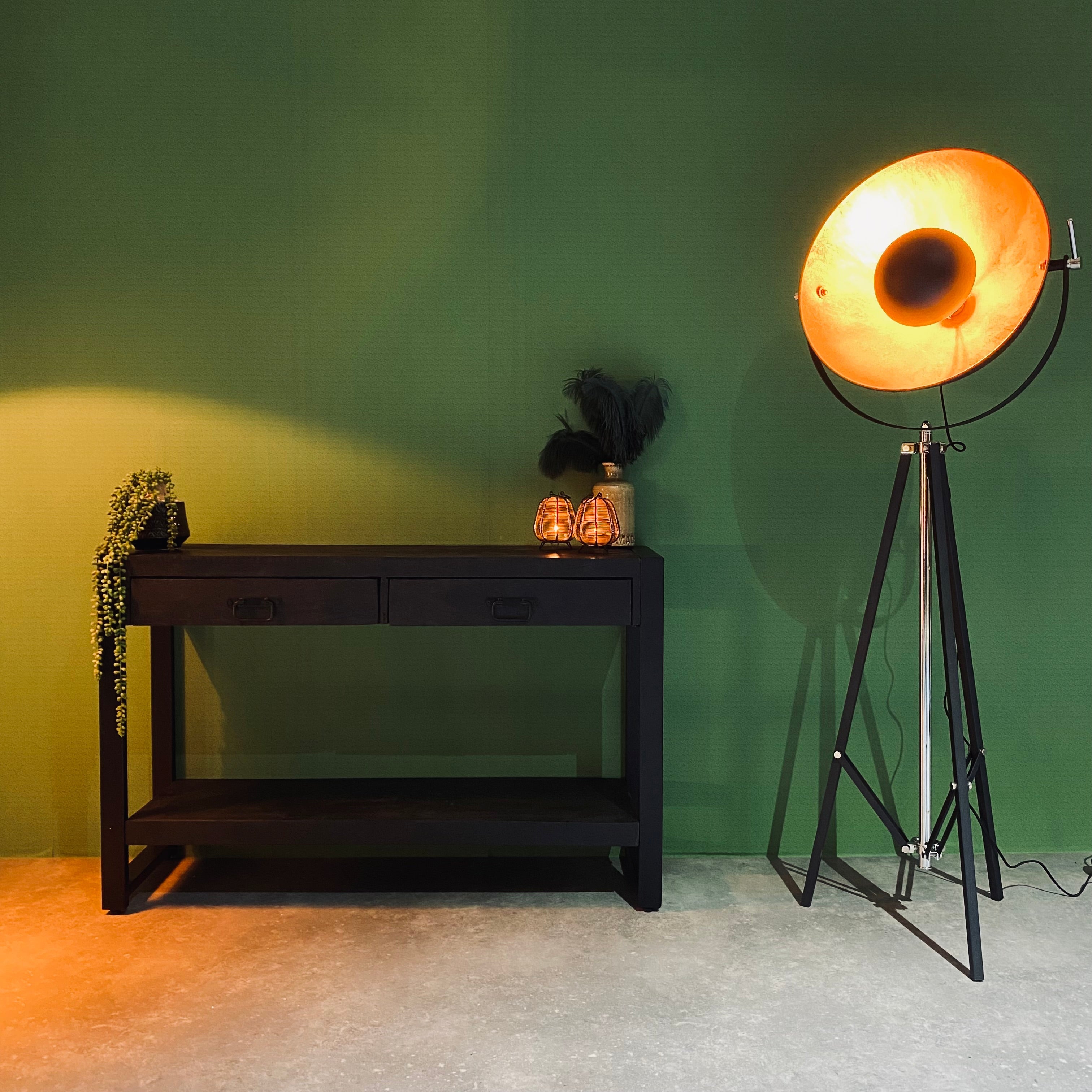 Sidetable zwart mangohout | 120 x 35 x 76 cm | Industrieel