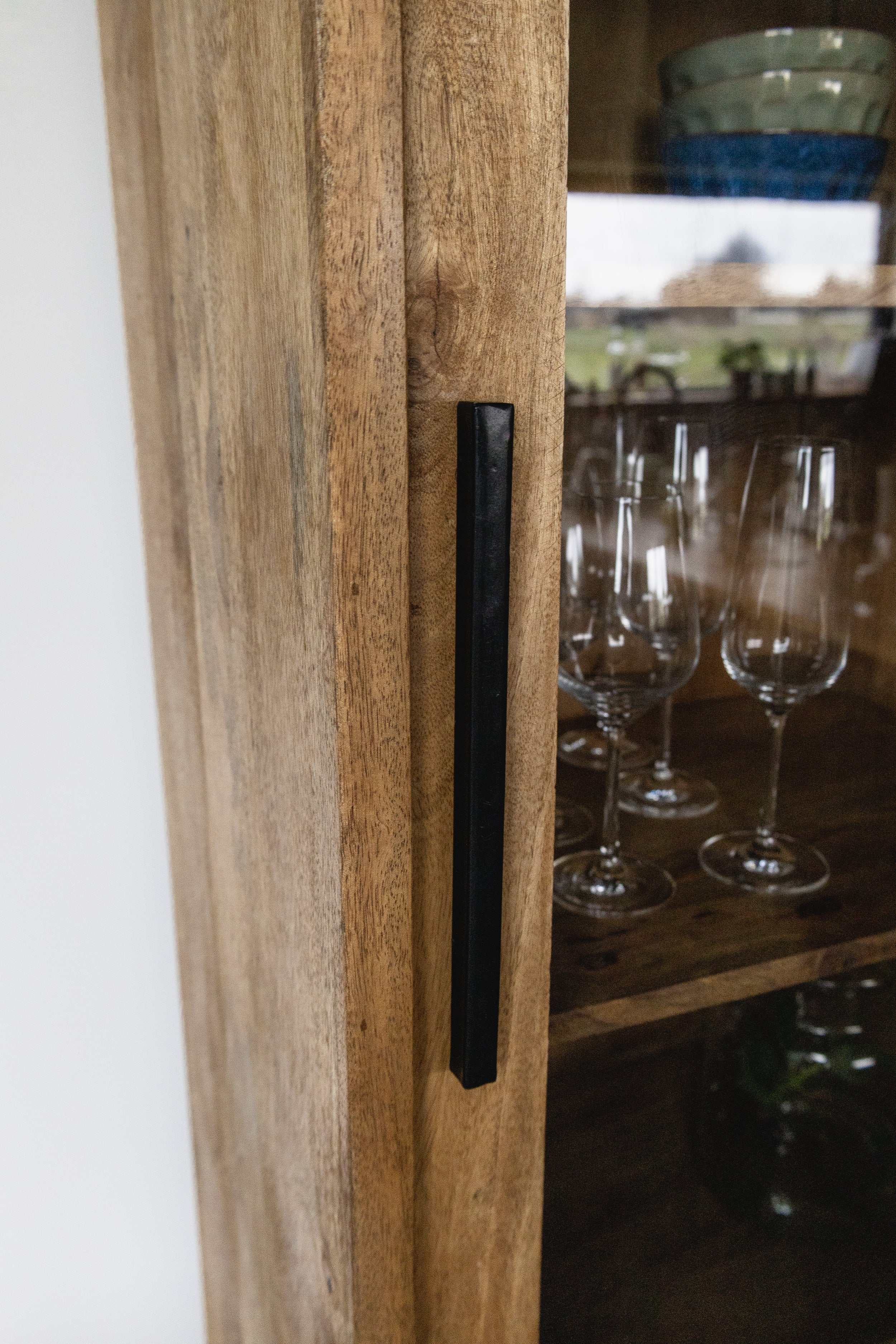 Smalle staande kast industrieel | Mangohout en Staal | 40x55x190cm