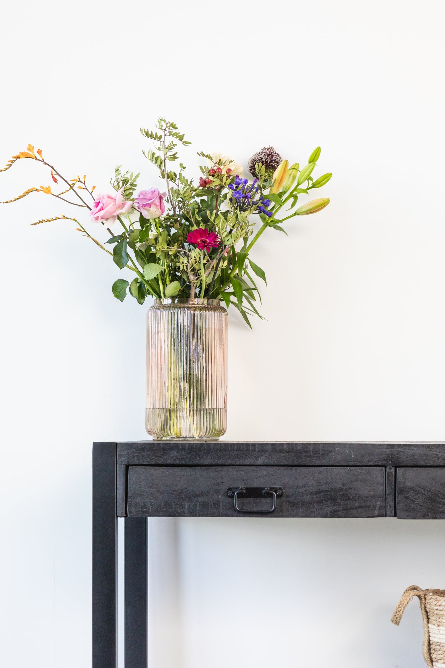 Sidetable zwart mangohout | 120 x 35 x 76 cm | Industrieel