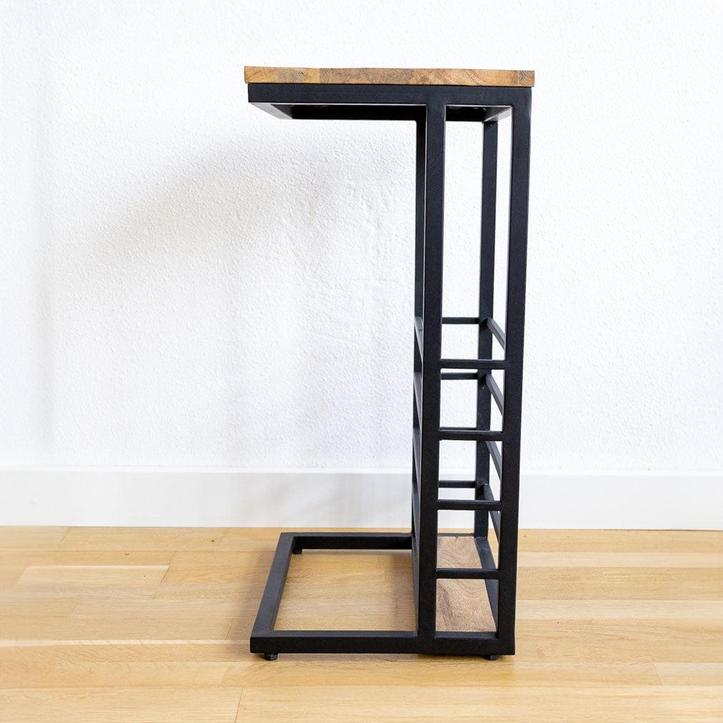 Bijzettafel voor over de bank | Mangohout en Staal | 30x38x65cm - Industrieelinhuis.nl
