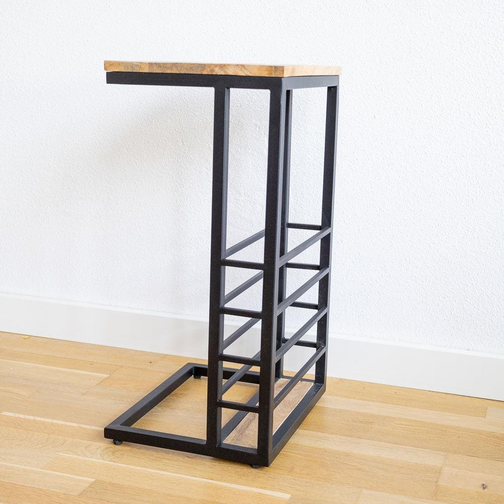 Bijzettafel voor over de bank | Mangohout en Staal | 30x38x65cm - Industrieelinhuis.nl
