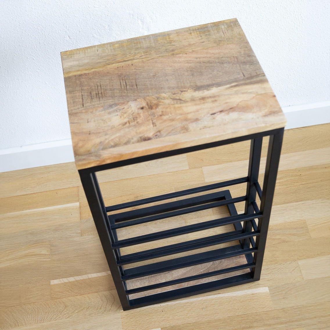 Bijzettafel voor over de bank | Mangohout en Staal | 30x38x65cm - Industrieelinhuis.nl