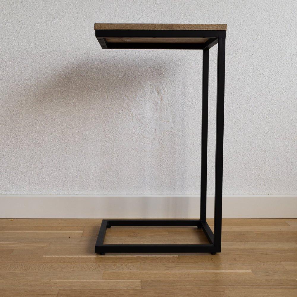 Bijzettafel bank | Set van 2 | Mangohout en Staal | 38x31x68cm - Industrieelinhuis.nl