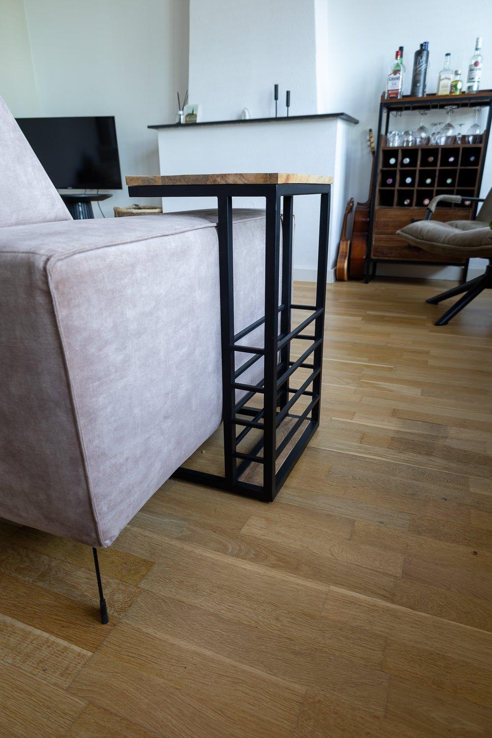 Bijzettafel voor over de bank | Mangohout en Staal | 30x38x65cm - Industrieelinhuis.nl