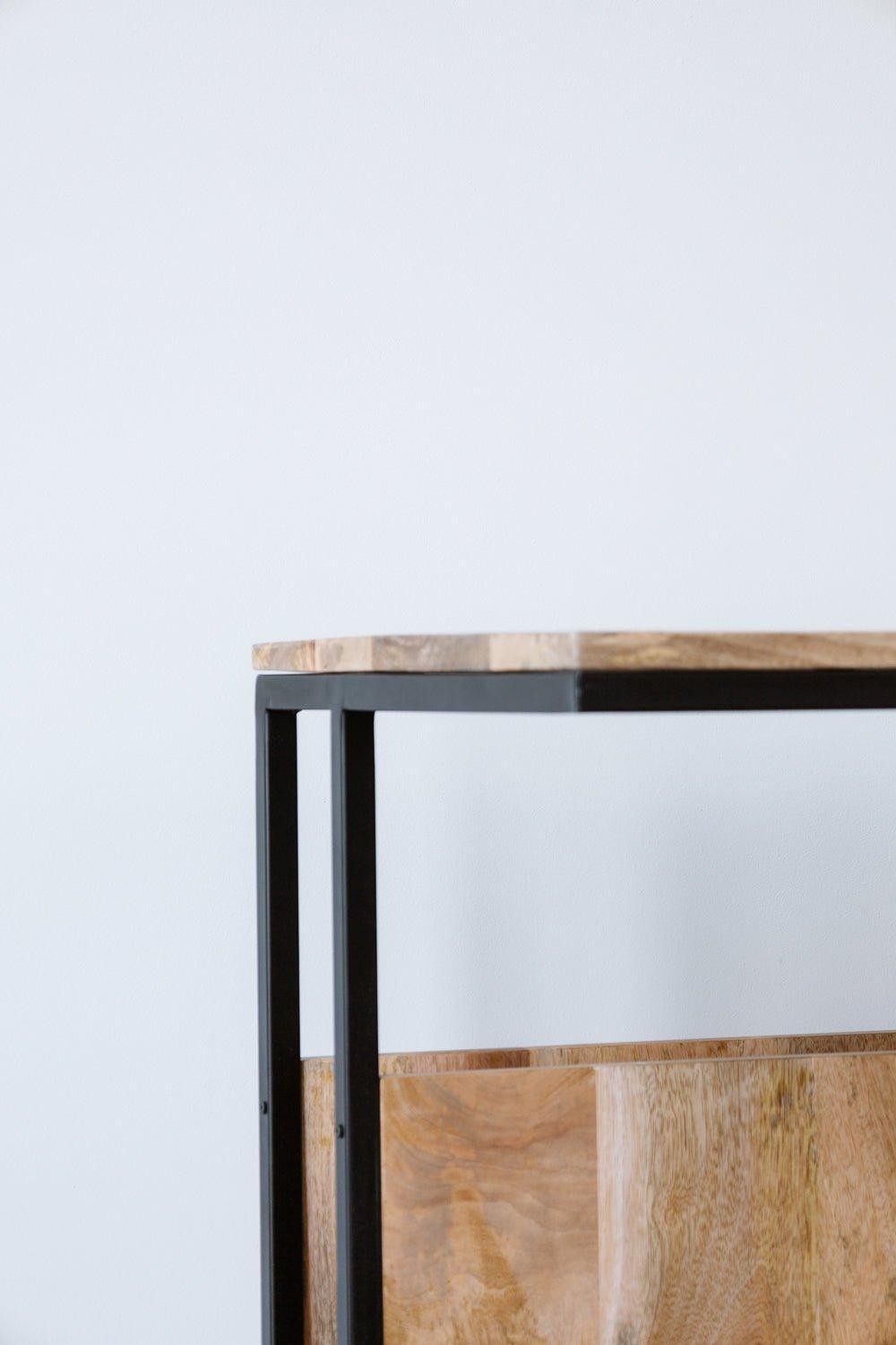 Extra brede bijzettafel voor over de bank | Mangohout en Staal | 45x60x69cm - Industrieelinhuis.nl