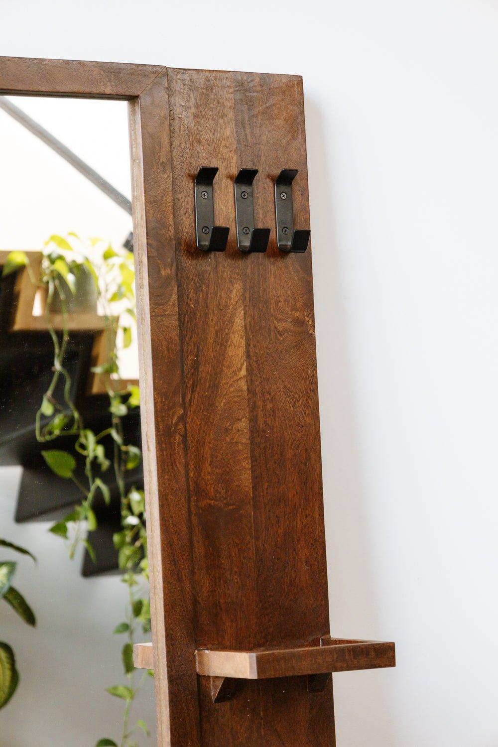 Industriële spiegel | Mangohout zwart | 108x60cm - Industrieelinhuis.nl