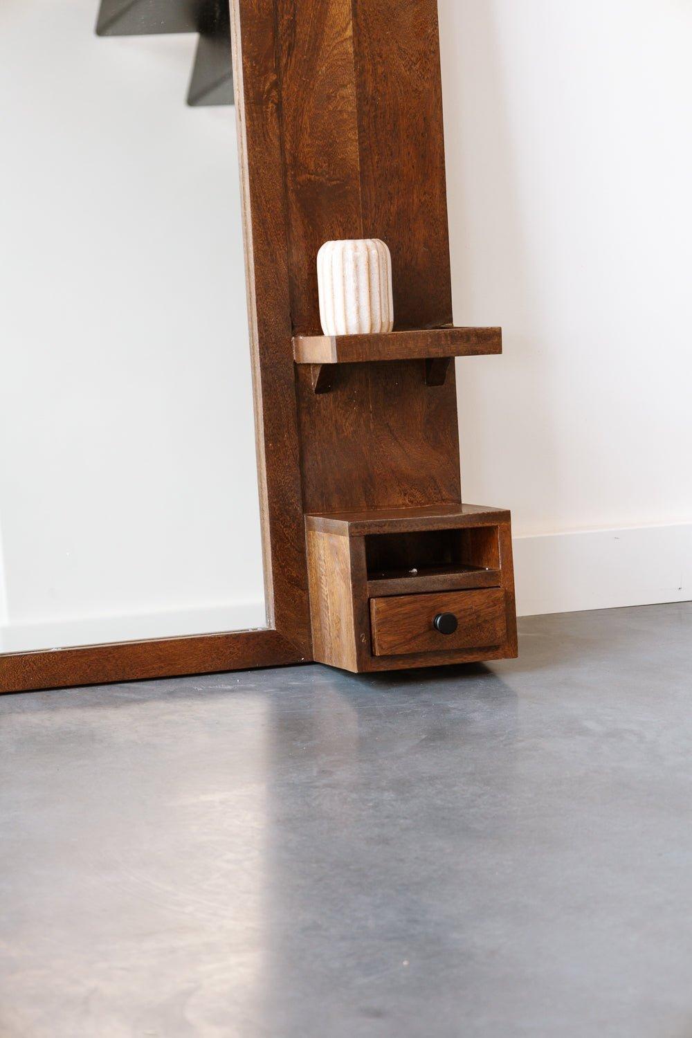 Industriële spiegel | Mangohout zwart | 108x60cm - Industrieelinhuis.nl