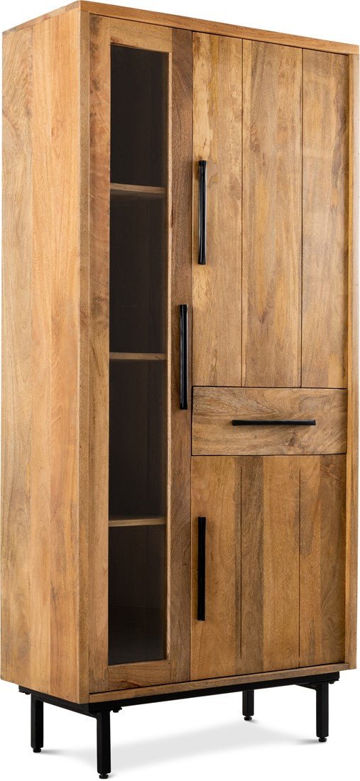Buffet Kast Industrieel Design | Mangohout en Staal | 85x40x180cm - Industrieelinhuis.nl
