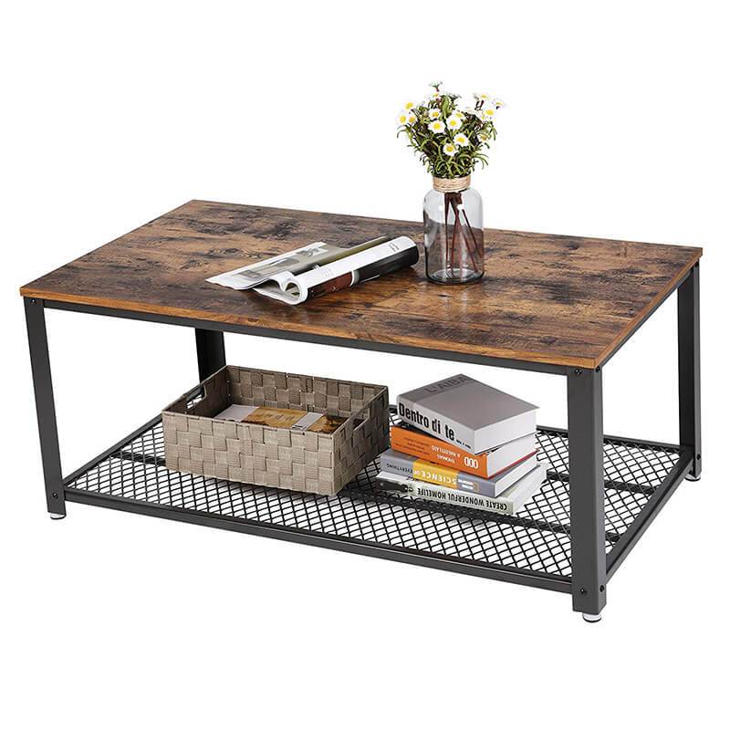 Salontafel Industrieel Design | Houtlook en Staal | 106,2x60,2x45cm