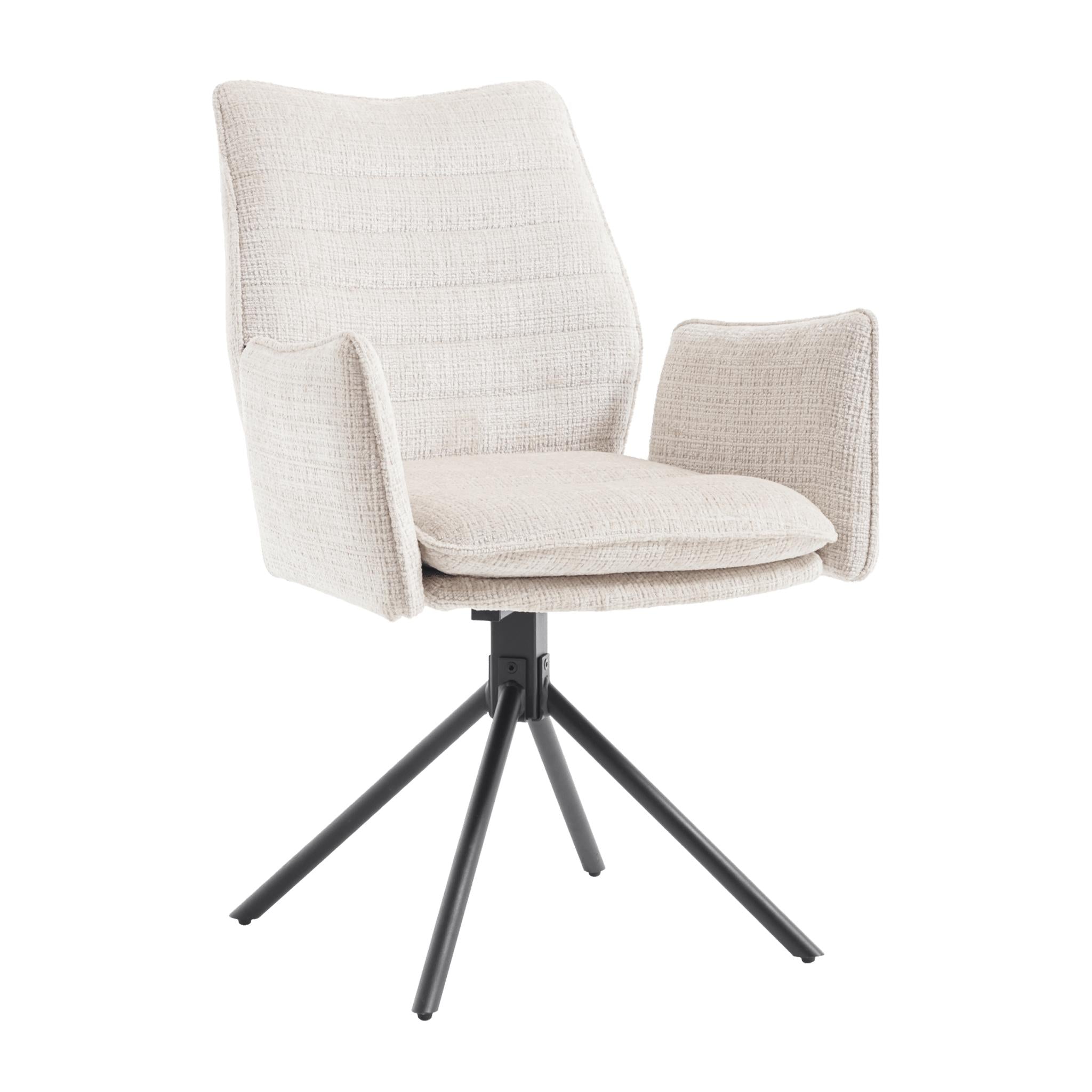 Eetkamerstoel Tim Cremona 02 Lichtbeige - Industrieelinhuis.nl