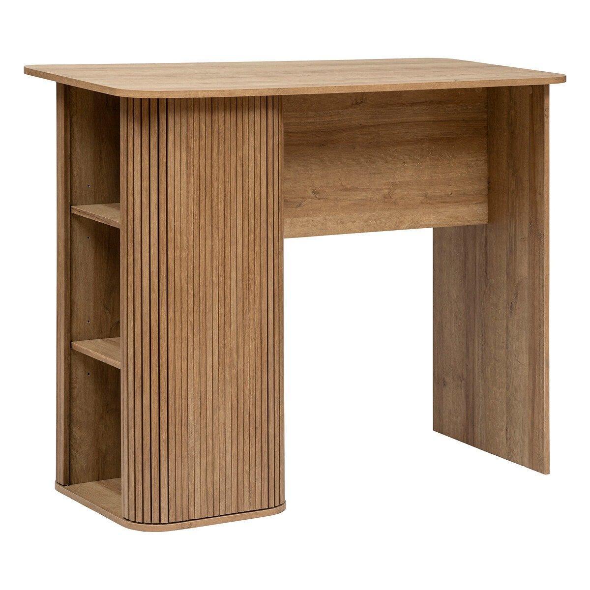 "Bali" Moderne bartafel met schappen Eiken effect afwerking - Industrieelinhuis.nl