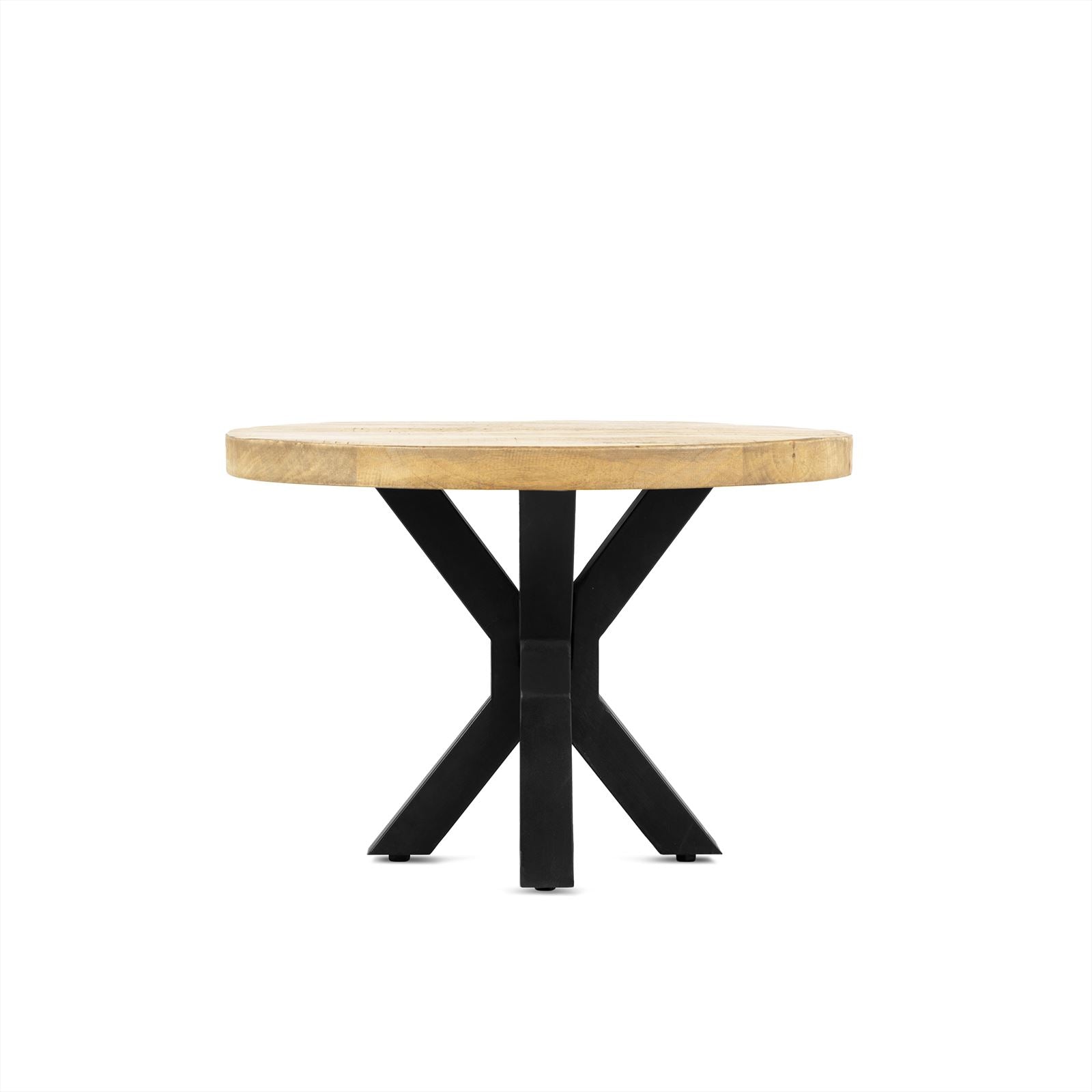 Salontafel Kyara Rond – Mangohout & Zwart Staal | 60 cm | Modern & Industrieel - Industrieelinhuis.nl