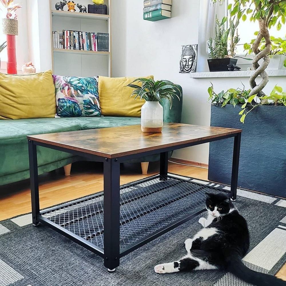 Salontafel Industrieel Design | Houtlook en Staal | 106,2x60,2x45cm