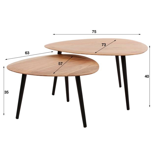 Salontafel Organic driehoekig set/2