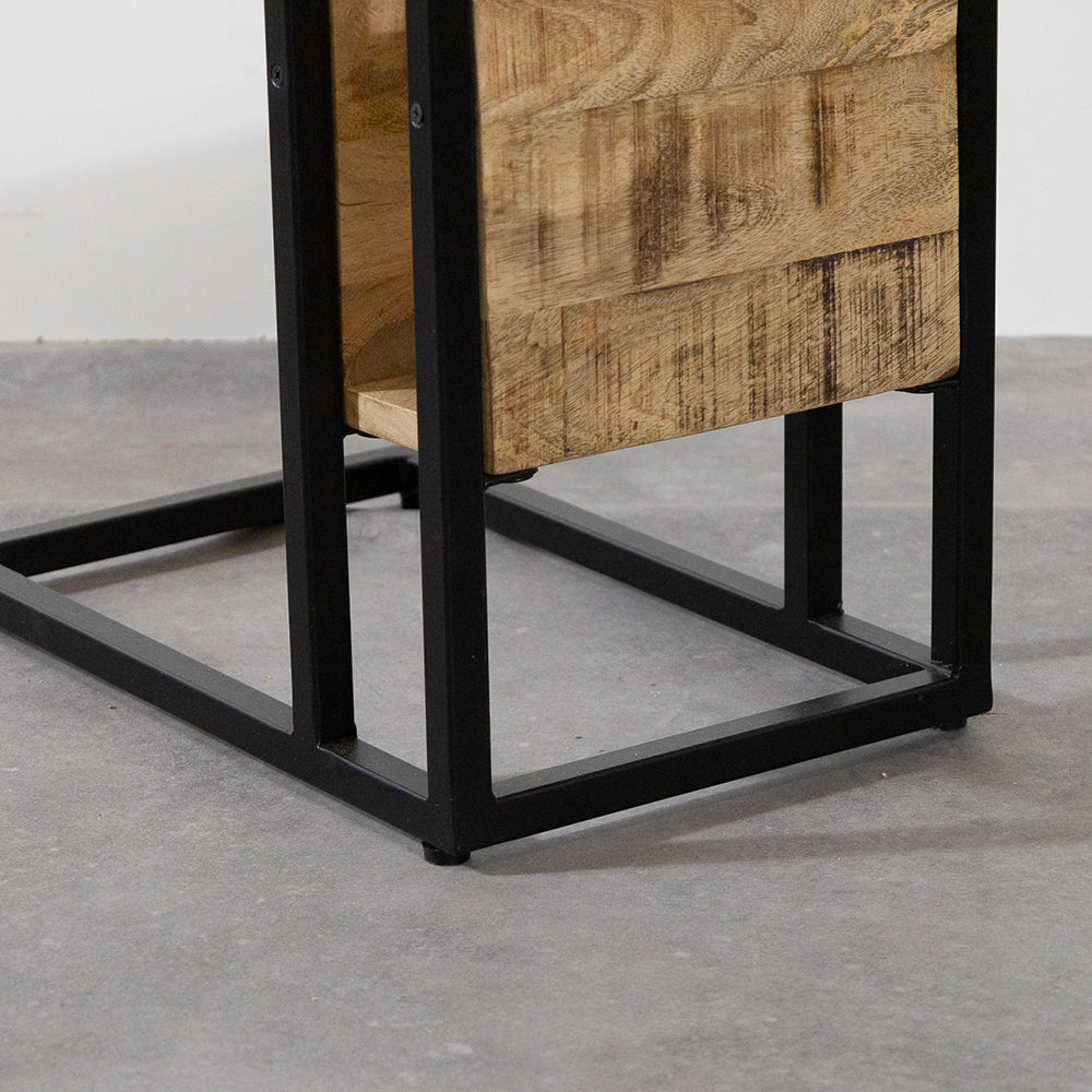 Bijzettafel voor over de bank | Mangohout en Staal | 45x29x69cm