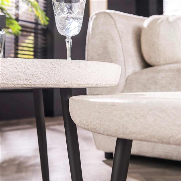 Salontafel Flat Round Stone set/2