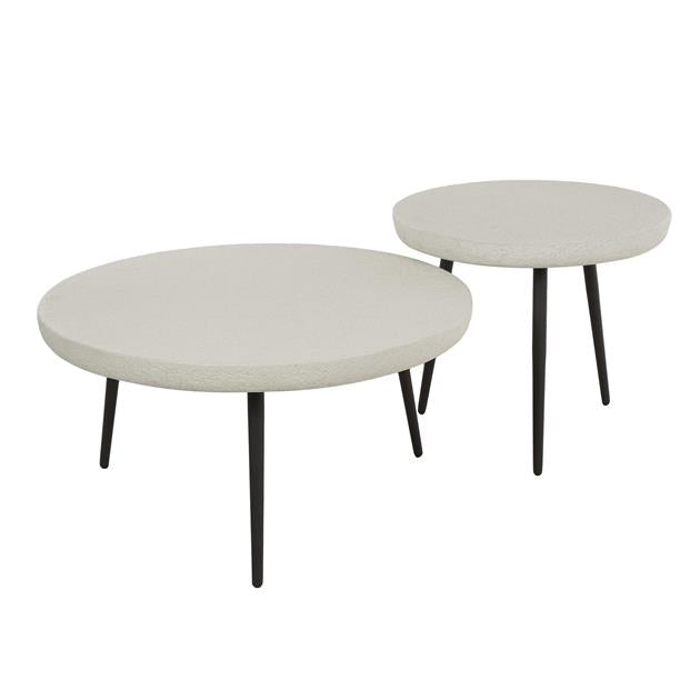 Salontafel Flat Round Stone set/2