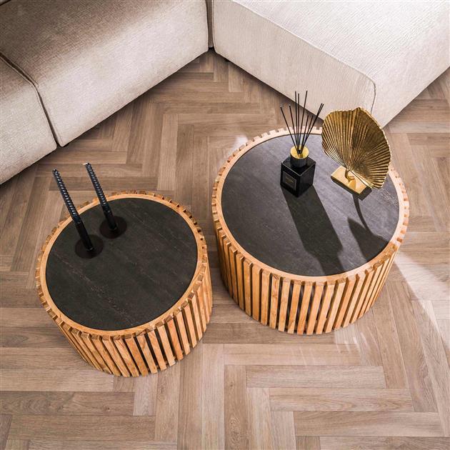 Salontafel Slate Round set/2