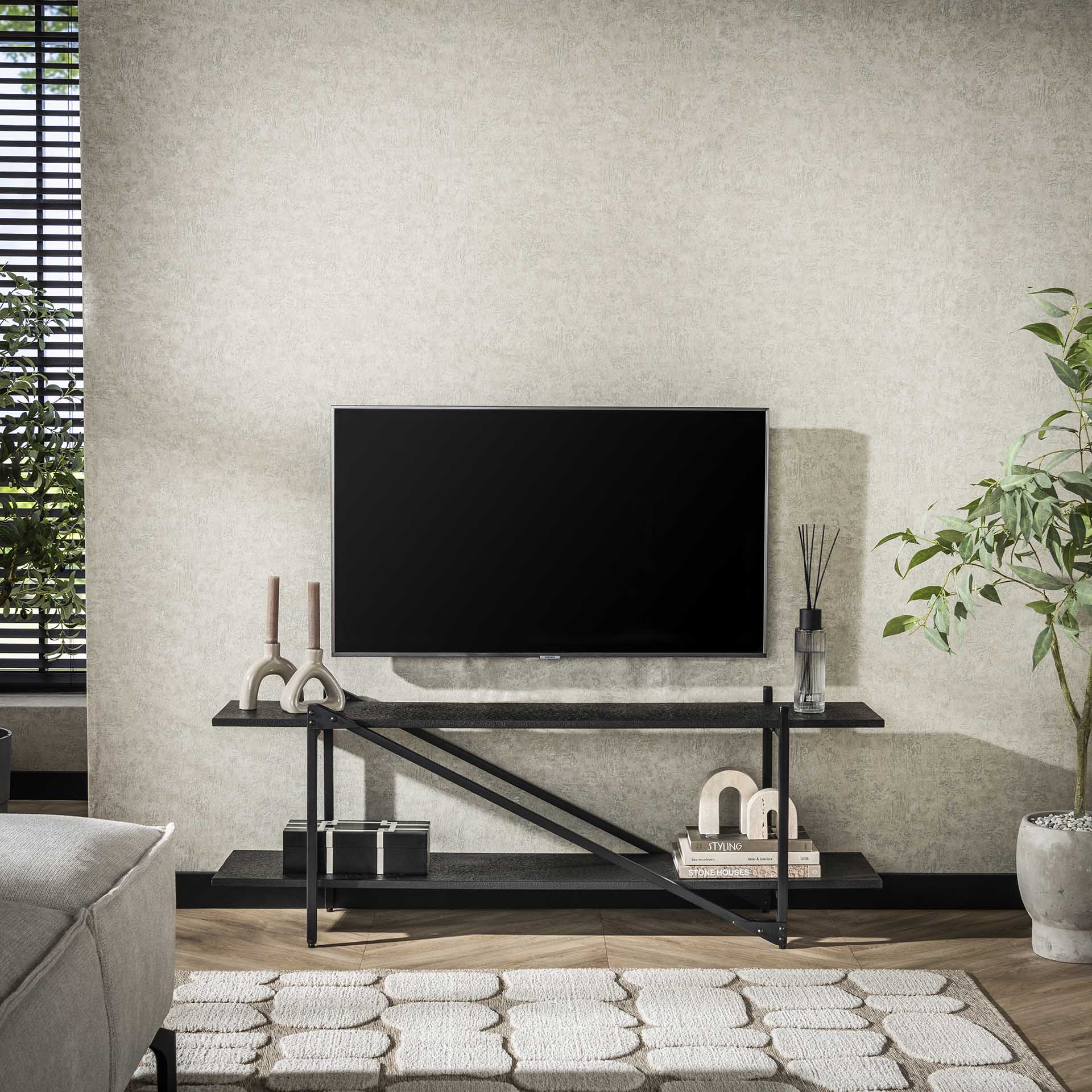 Open TV meubel industrieel Piero 140cm - Industrieelinhuis.nl
