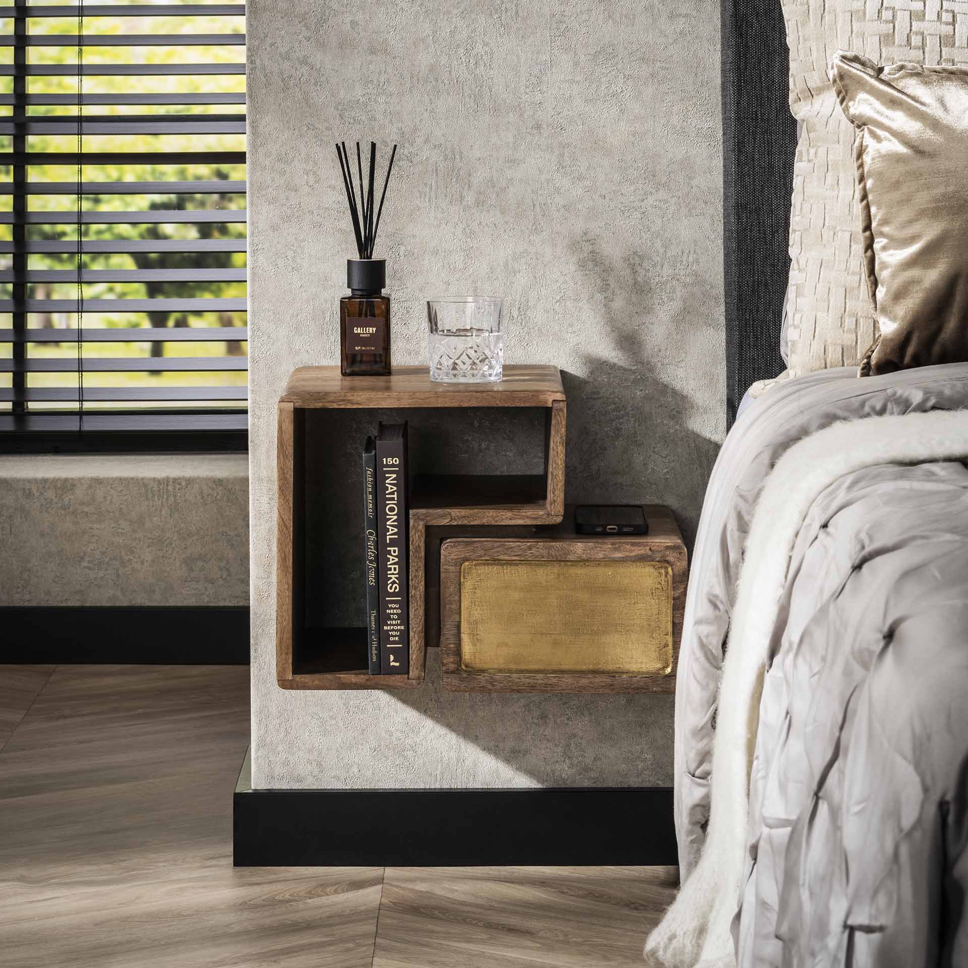 Nachtkastje Wallbox Brass Duo - Industrieelinhuis.nl