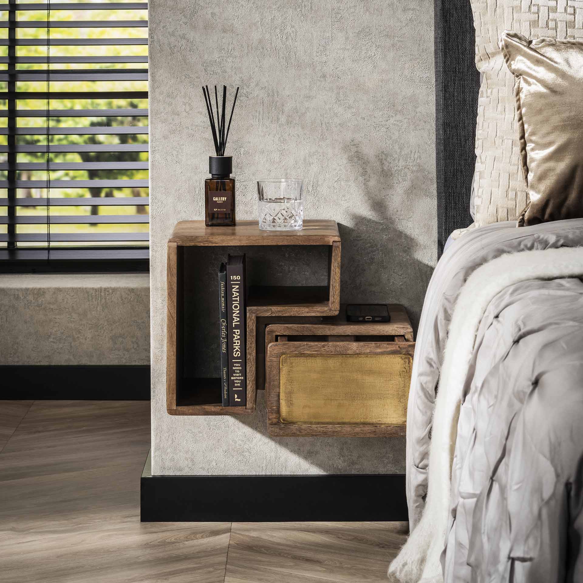 Nachtkastje Wallbox Brass Duo - Industrieelinhuis.nl