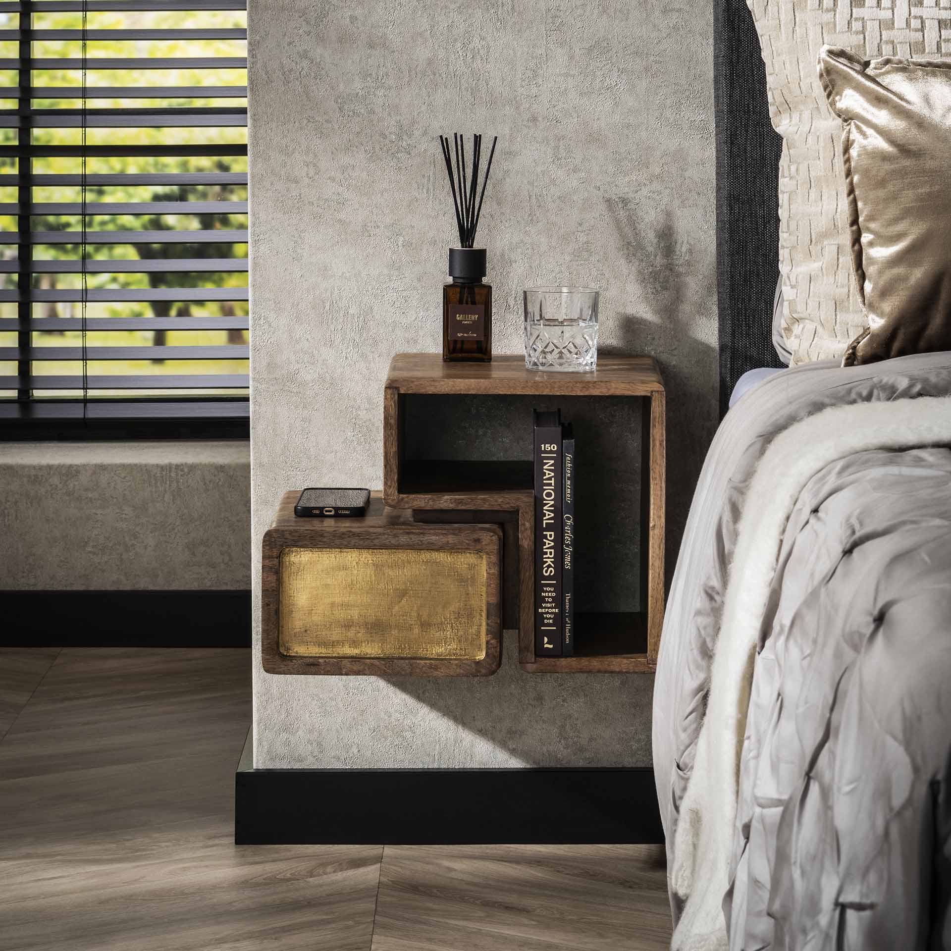 Nachtkastje Wallbox Brass Duo - Industrieelinhuis.nl